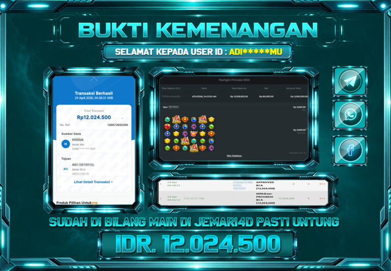 BUKTI KEMENANGAN SLOT JEMARI4D