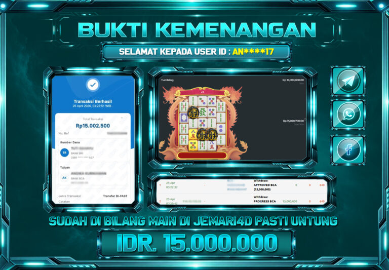BUKTI KEMENANGAN SLOT JEMARI4D