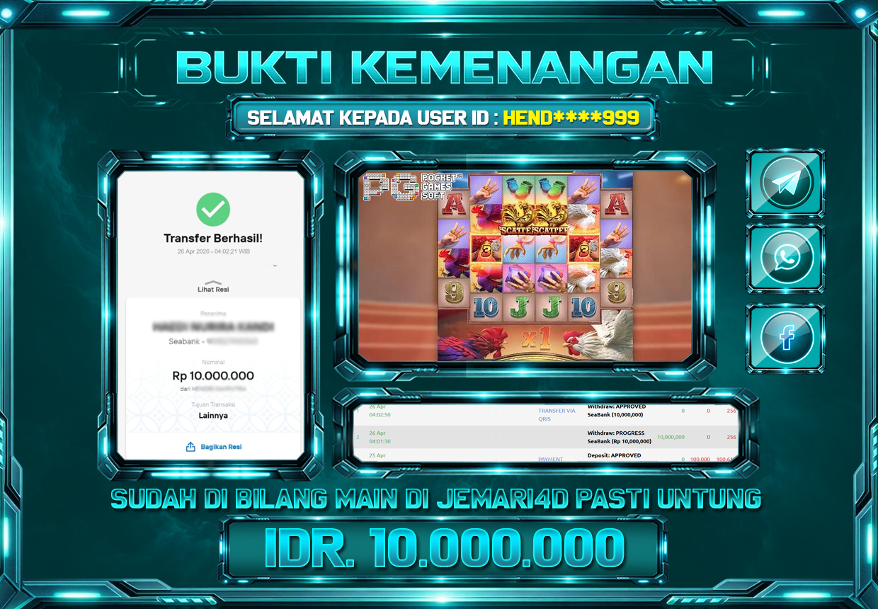 BUKTI KEMENANGAN SLOT JEMARI4D