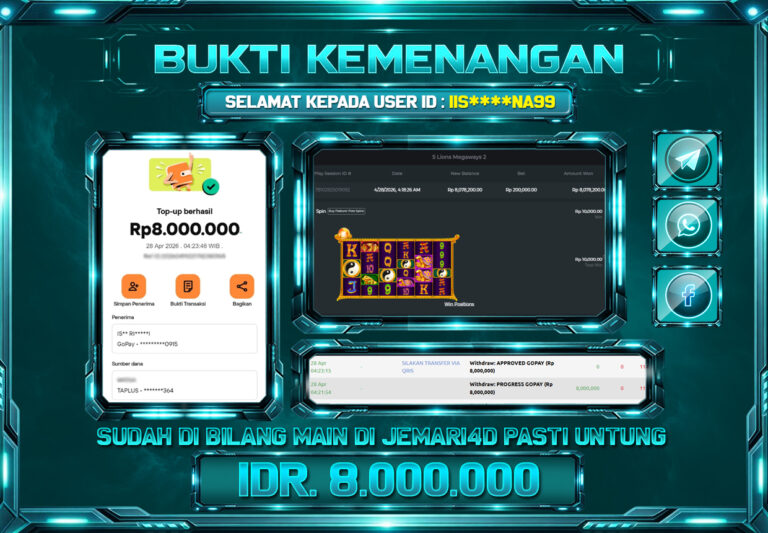 BUKTI KEMENANGAN SLOT JEMARI4D
