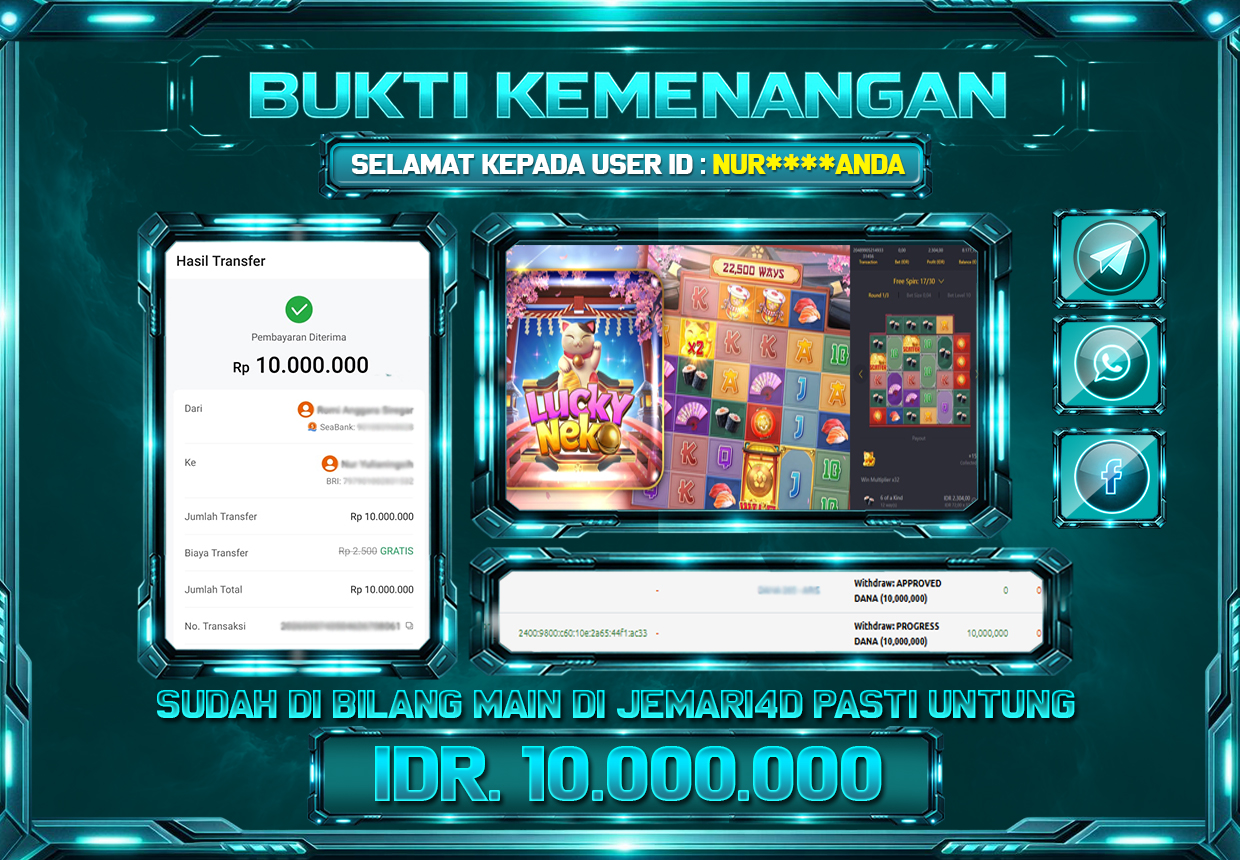 BUKTI KEMENANGAN SLOT JEMARI4D